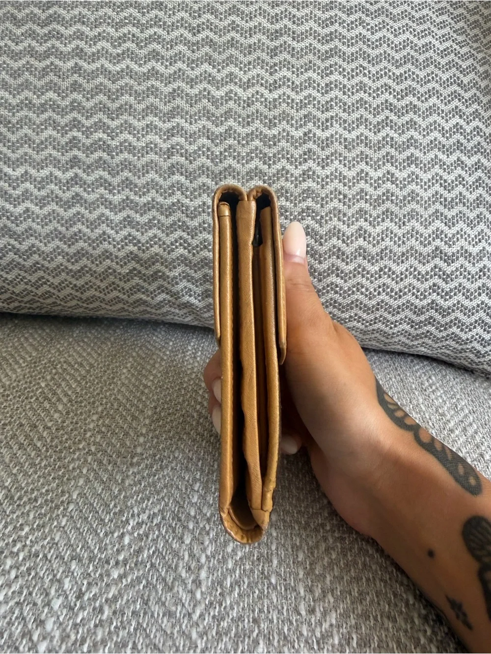 Vintage Celine Macadam Canvas & Tan Leather Bifold Wallet Coin Purse